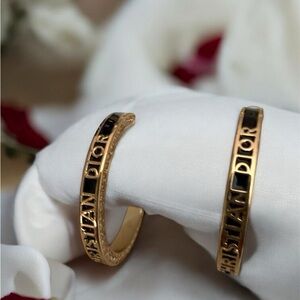 Black and Gold Women's Hoop  Earrings